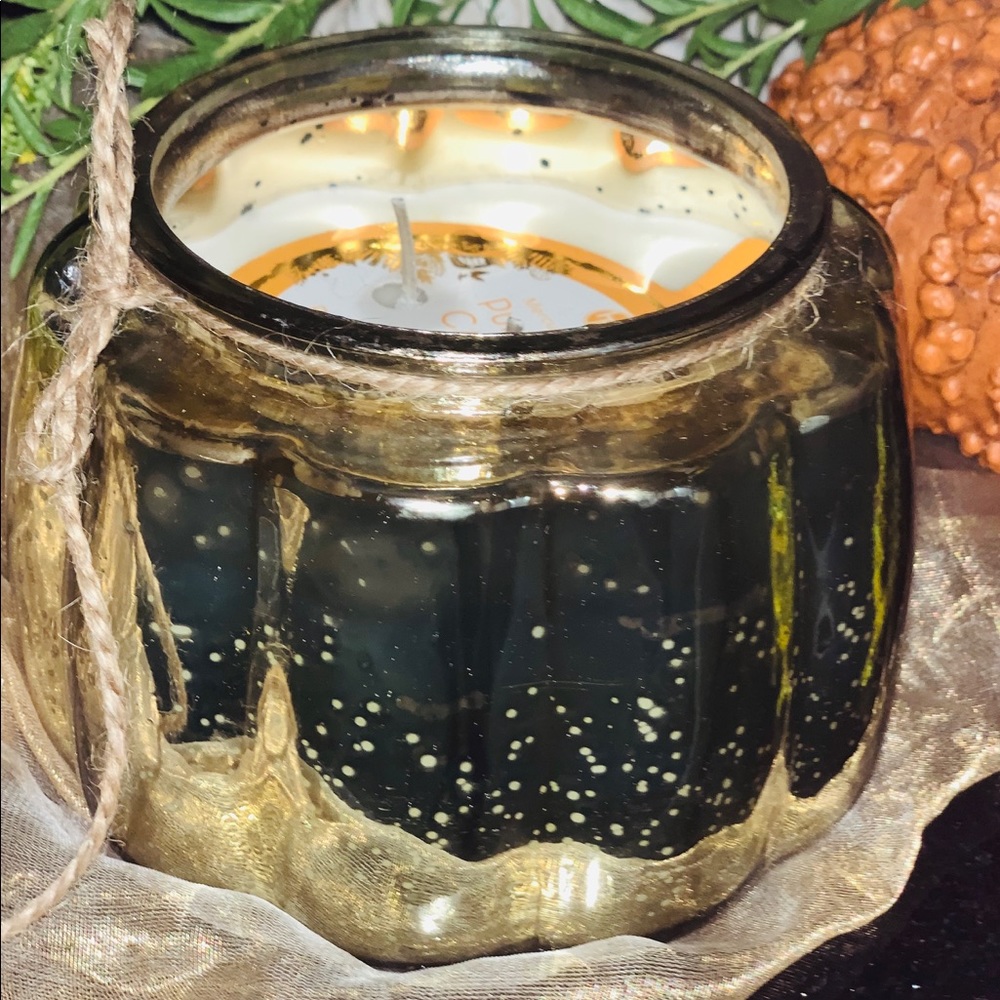 HH Frosted Pumpkin Soy Candle Mercury Glass jar